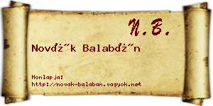 Novák Balabán névjegykártya